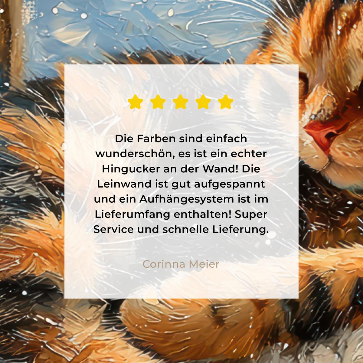 LEINWANDBILD Katze - Weihnachten - Winter - Tier Gemälde 60x40 cm - Bernsteinfarben, Textil (60/40cm) - MuchoWow