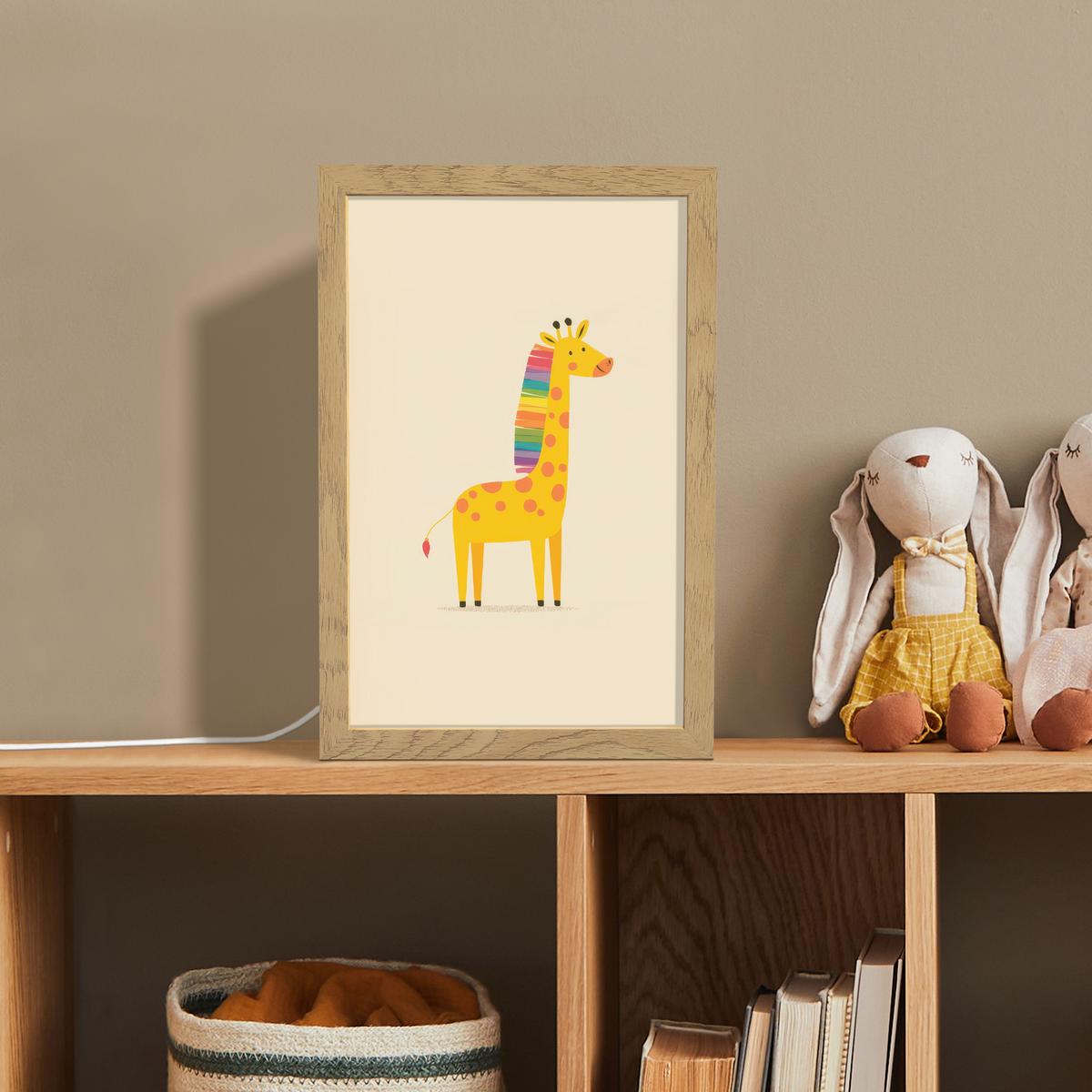 NACHTTISCHLAMPE Giraffe - Regenbogenmähne - Beige 20x30 cm - Beige, Holzwerkstoff (8/20/30cm) - OnlyWow