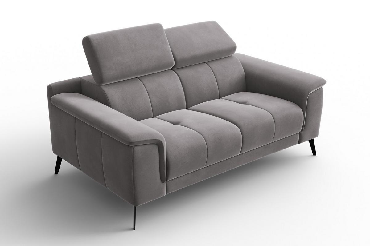 SOFA FIERO 2-Sitzer, Dunkelgrauer Veloursstoff - Dunkelgrau/Schwarz, Holz/Textil (170/82/103cm) - Courtois Laville