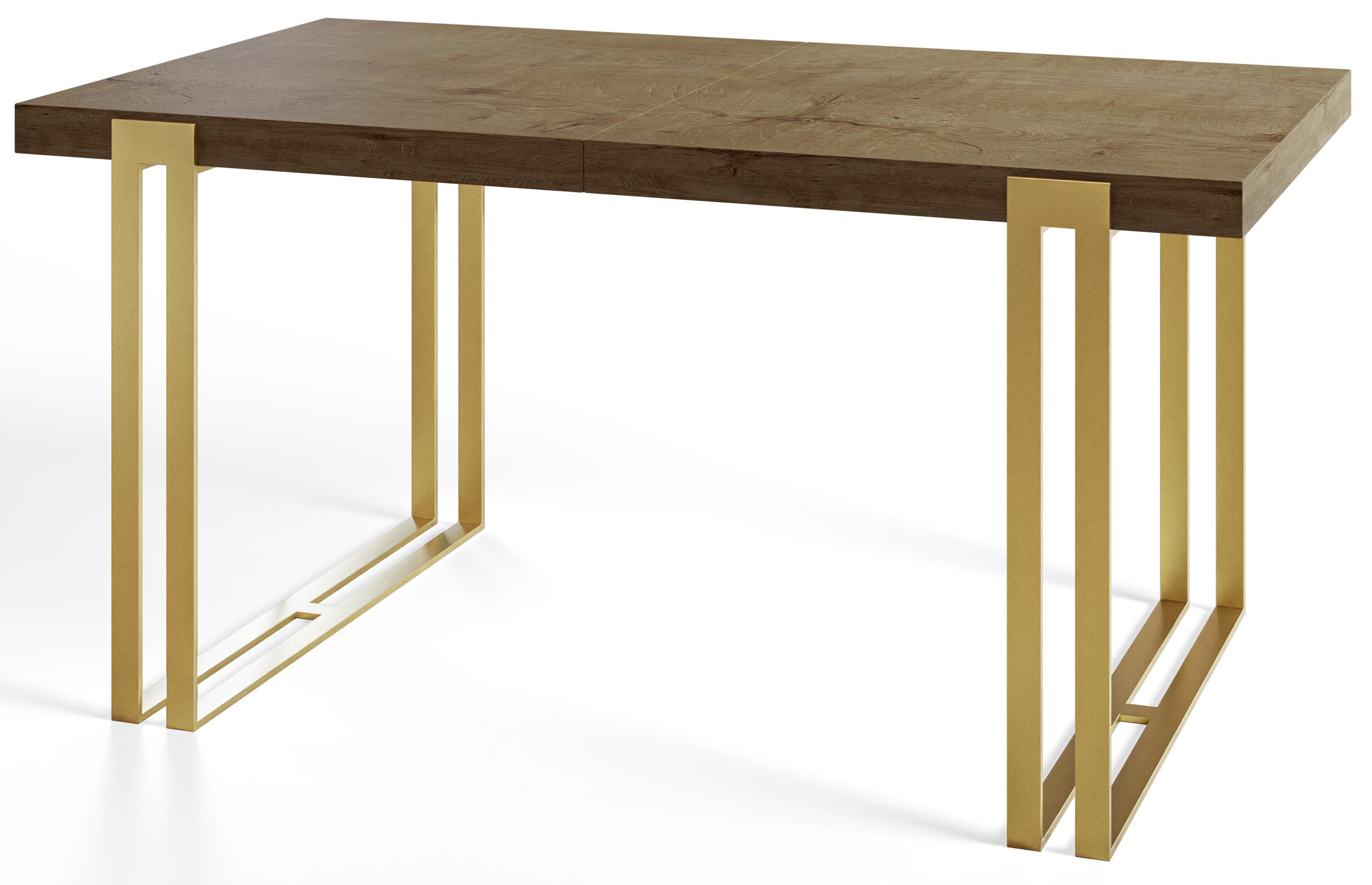 RECHTECKIGER Esszimmertisch ROSA, Größe: 140X80X77 cm, Wohnzimmertisch Farbe: LEFKAS, mit Metallbeinen in Farbe Gold - Dunkelbraun/Goldfarben, Holzwerkstoff (140/80/77cm) - Alpi-Möbel