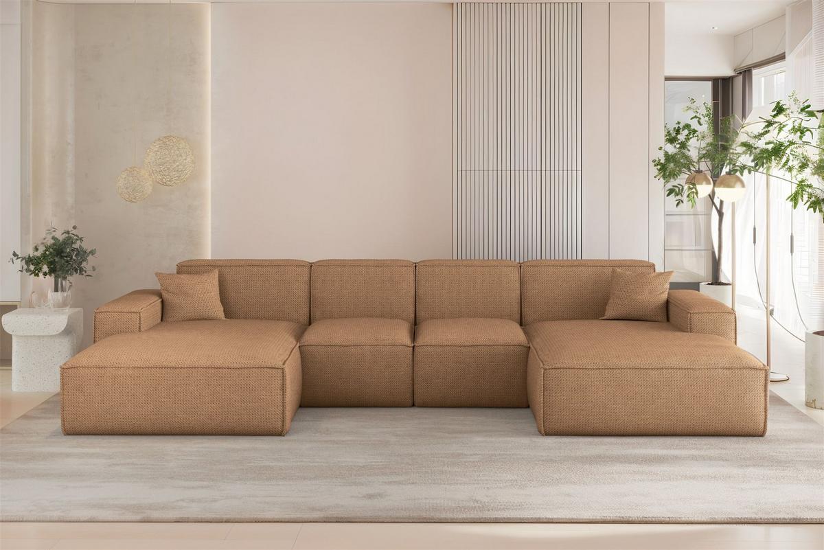 WOHNLANDSCHAFT Celes Premium Xs Artico - Rotbraun, Holzwerkstoff/Textil (342/73/165cm) - Fun Möbel