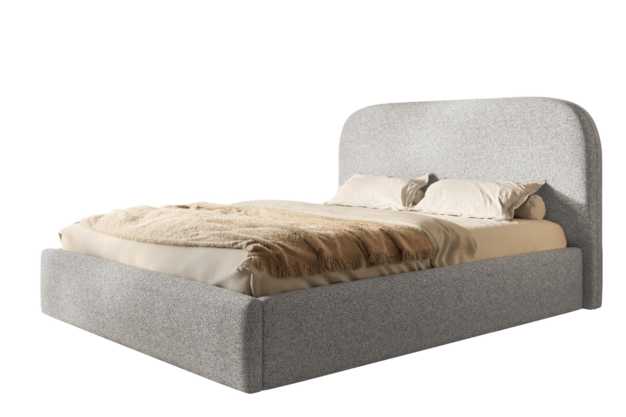 BETT 180x200 - Polsterbett mit Bettkasten und Metallrahmen - Modern Betten - Eleganter Puente-Stoff - Kollektion Verona - Grau - Grau, Holz/Textil (180/200cm) - Alpi-Möbel