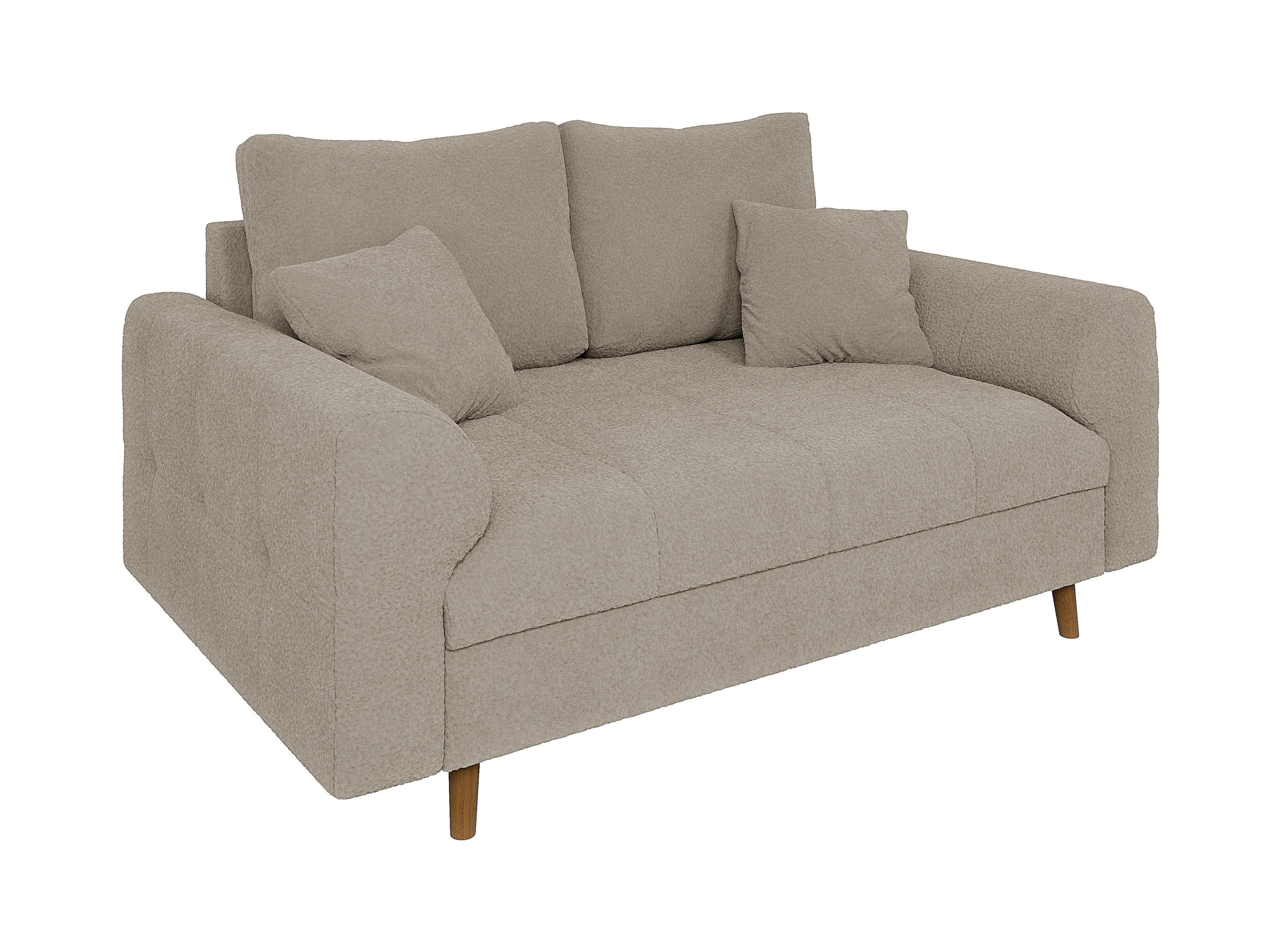 2-SITZER-SOFA Henrik Beige Boucle - Beige/Braun, Holz/Textil (150/81/93cm) - S-Style Möbel