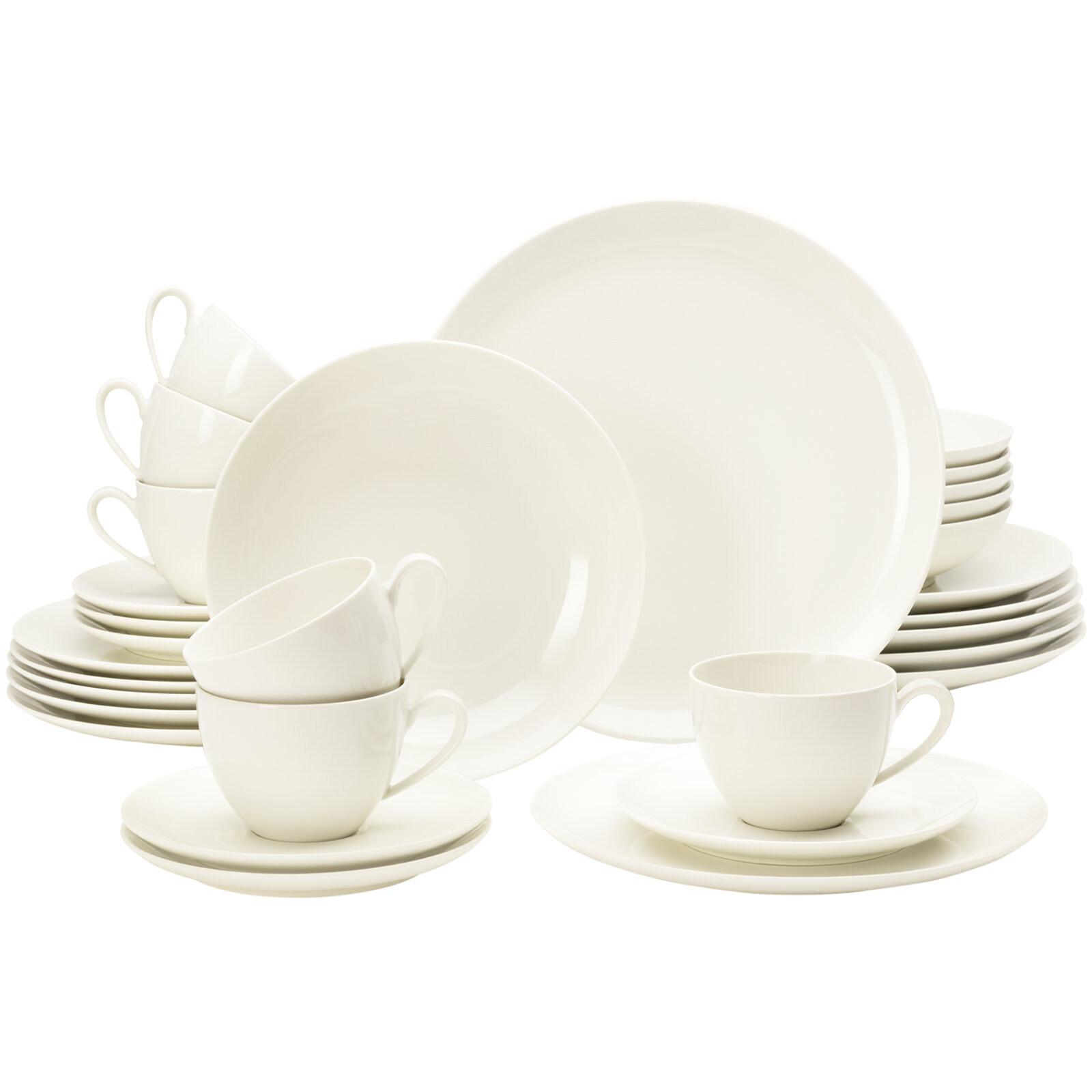 KOMBISERVICE Savona Fine Diamond creme 30-tlg. - Creme, Keramik (24/18.1/43cm) - Seltmann Weiden