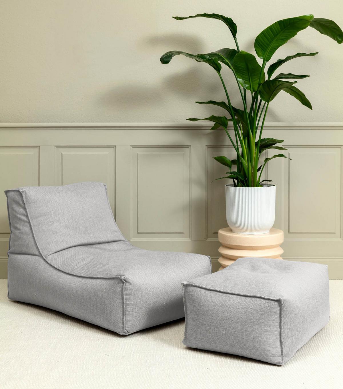 OUTDOOR POUF mit Hülle Der Ruhestifter - Hellgrau, Textil (60/35/50cm) - Mokebo