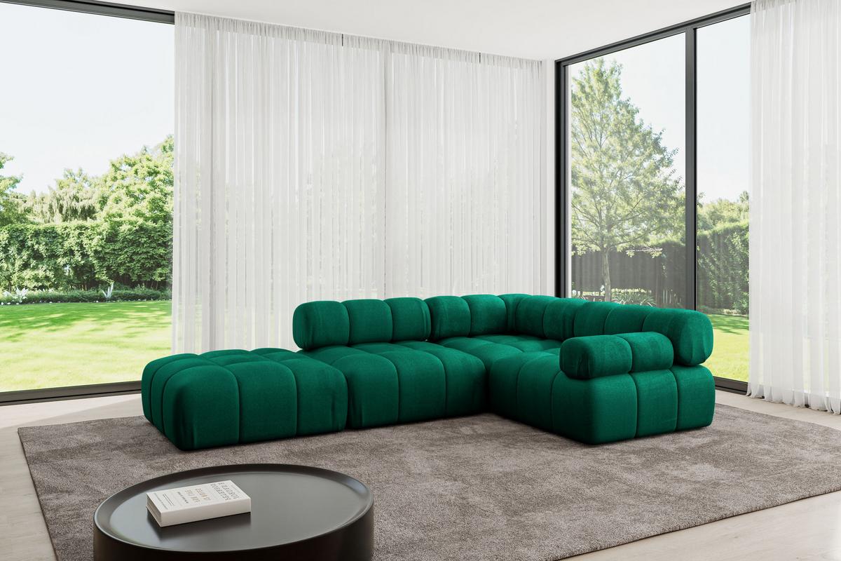 ECKSOFA modulares Sofa Felto-L1 - 285x190x70 cm Dunkelgrün Velours - Dunkelgrün, Holzwerkstoff/Textil (285/190cm) - ALTDECOR