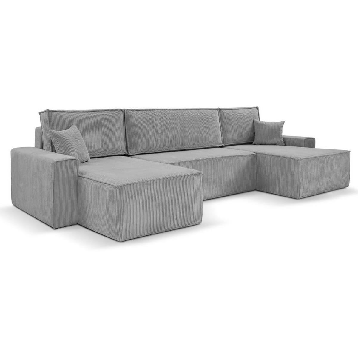 WOHNLANDSCHAFT Hektor U mit Schlaffunktion hellgrau - Hellgrau/Schwarz, Kunststoff/Textil (377/94/152cm) - Beautysofa