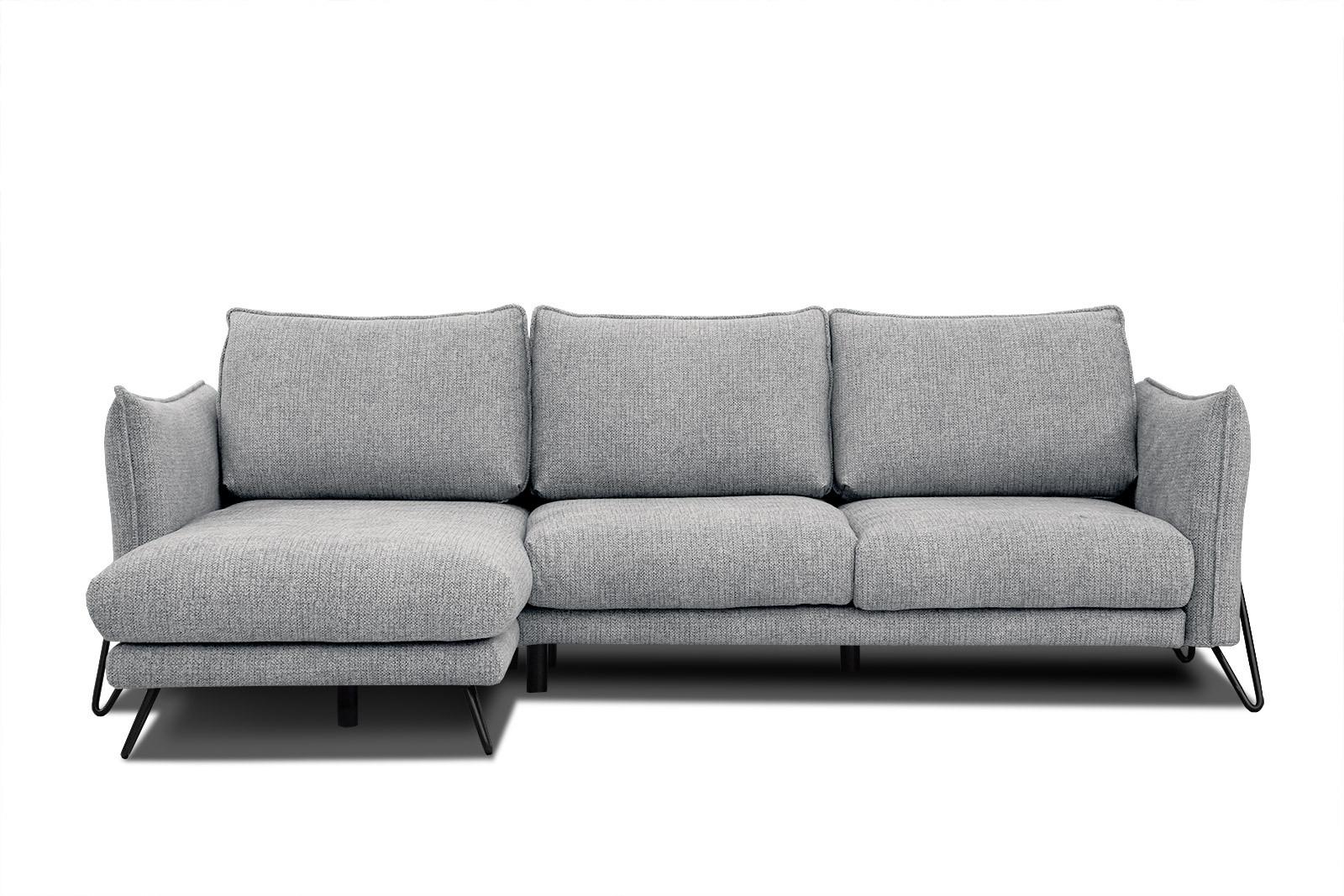 ECKSOFA HOSTEN 4-Sitzer, grau - Schwarz/Grau, Holzwerkstoff/Textil (158/269cm) - Wozimo