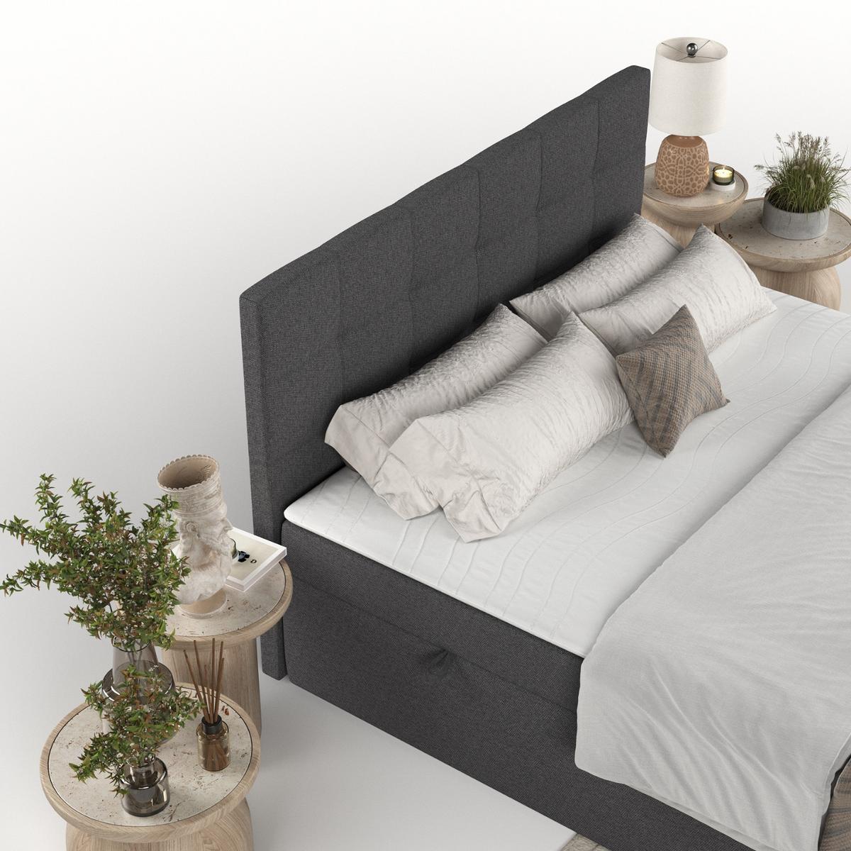 BOXBETT Lean 180/200 cm Anthrazit im Megan Stoff - Anthrazit/Schwarz, Holz/Holzwerkstoff (180/200cm) - AltaBeds