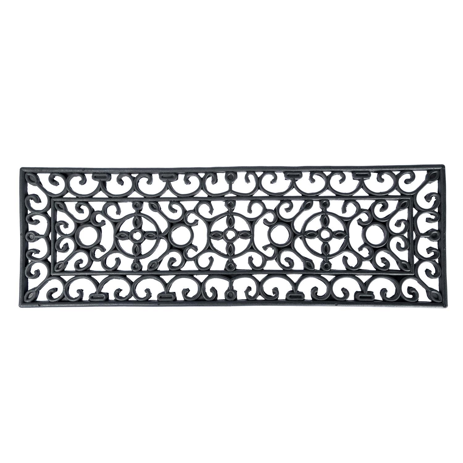 FUSSMATTE Ornament, Gummi 25/75 cm - Schwarz, Naturmaterialien (25/75cm) - Homescapes