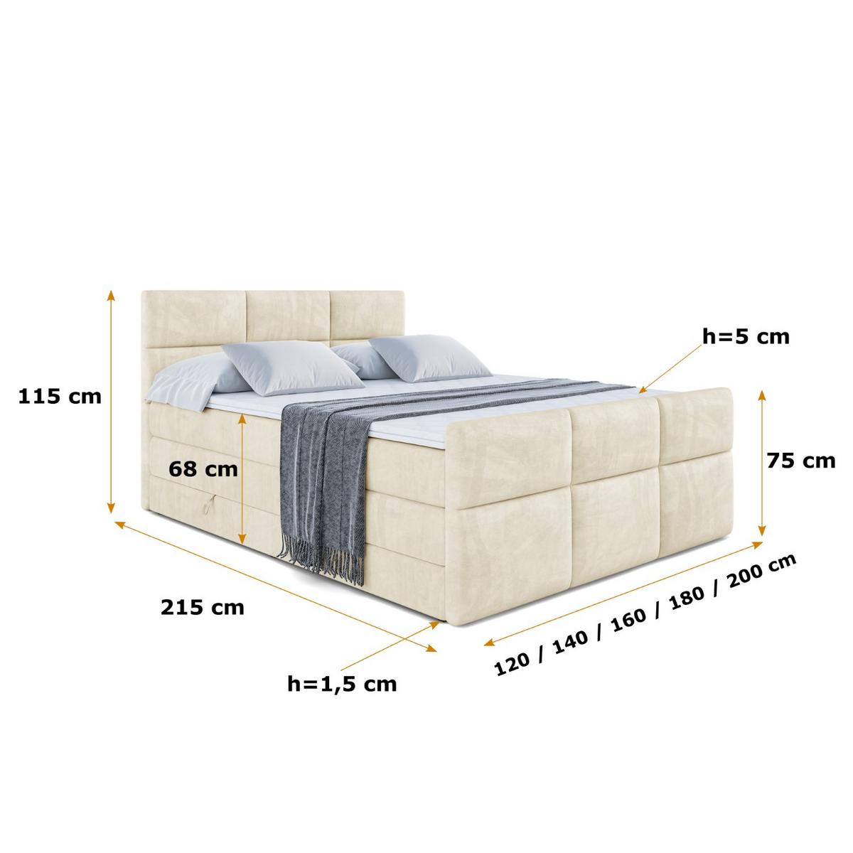 BOXSPRINGBETT OHIO-Z KING - 140x200 - H3/H4 - Beige - Beige, Holzwerkstoff (140/200cm) - ALTDECOR