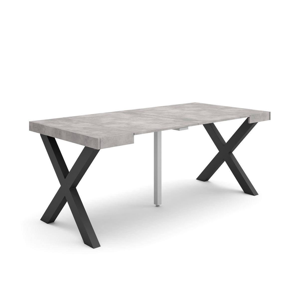 KONSOLENTISCH ausziehbar 58 bis 180cm, für 8 Gäste, zementgrau, 90/58/73cm - Grau, Holzwerkstoff (90/180/73cm) - Skraut Home