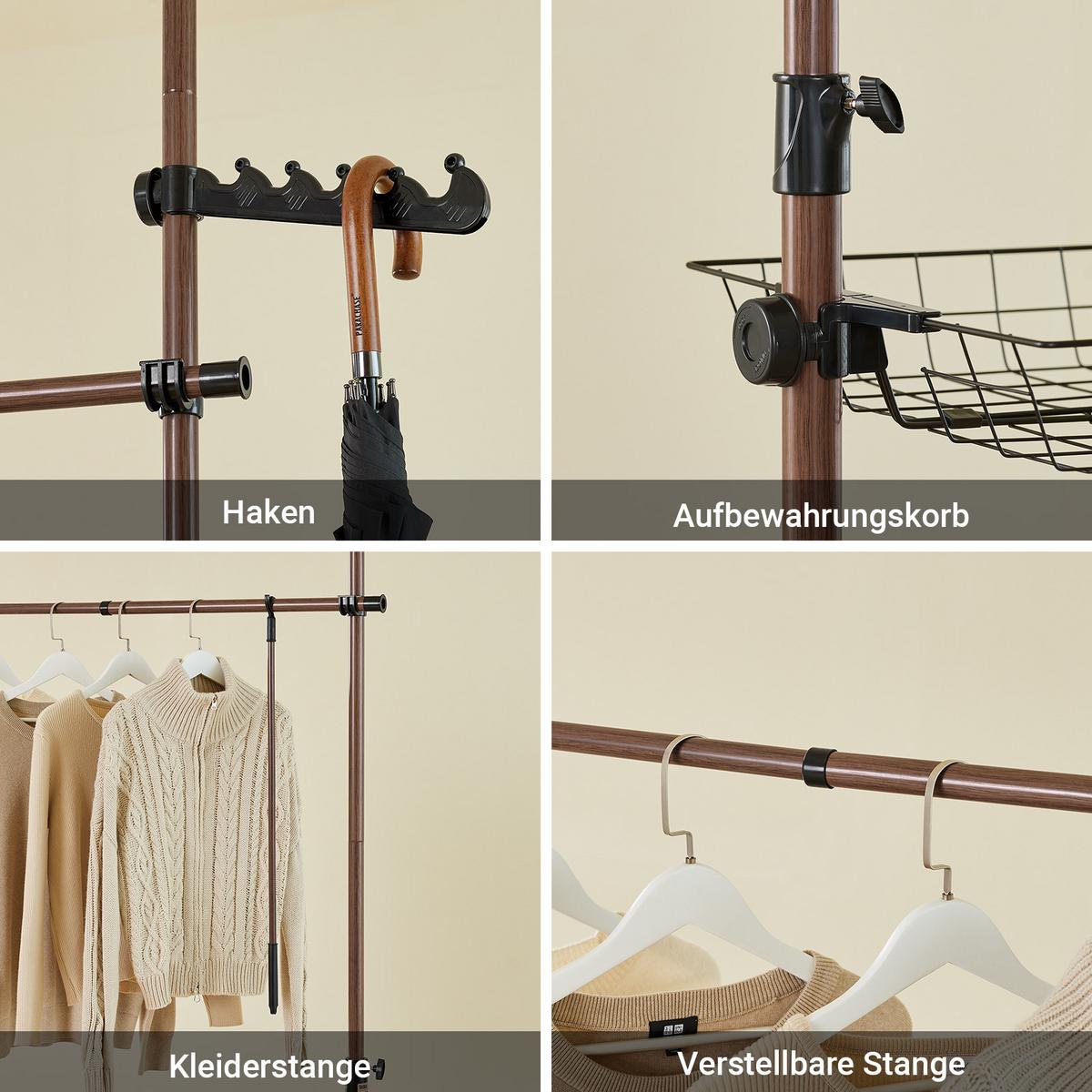 TELESKOP-KLEIDERSTÄNDER Braun - Braun, Kunststoff (311/295/37cm) - SoBuy