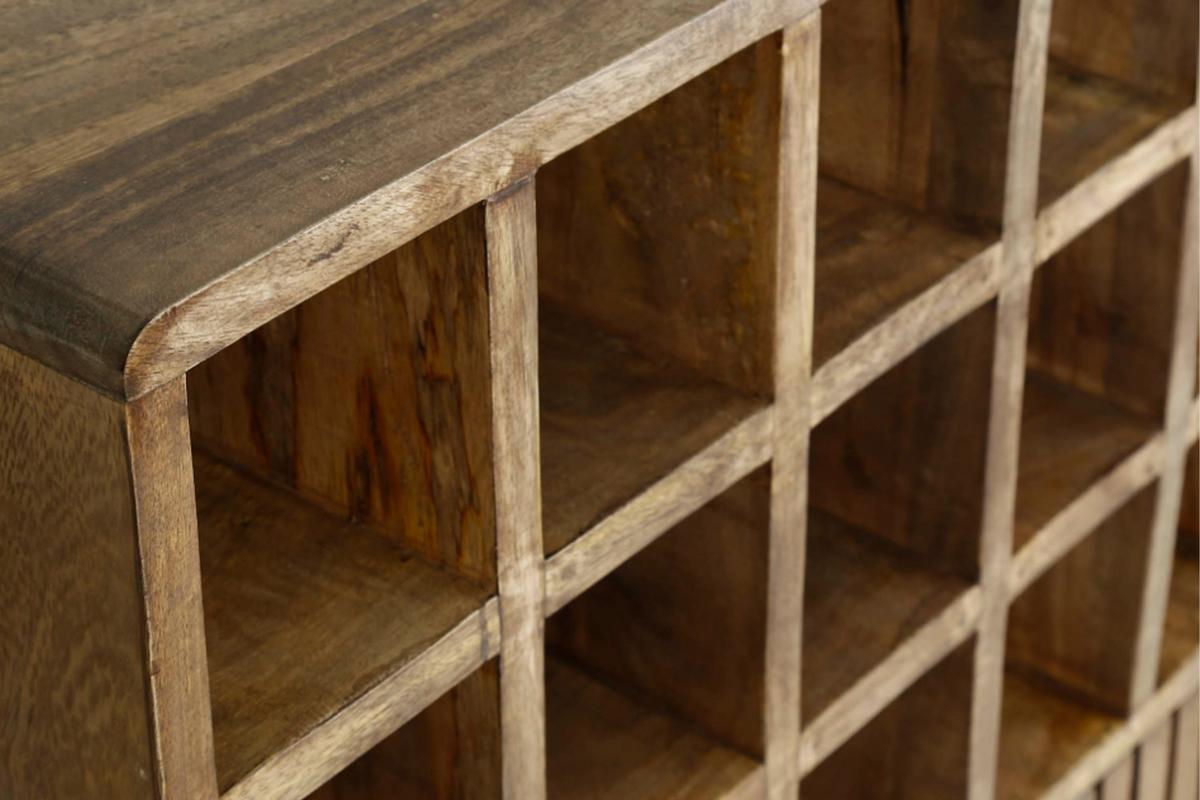 WEINSCHRANK HORTA Braun Holz - Sandfarben/Schwarz, Holz/Metall (56/90/35cm) - KAWOLA