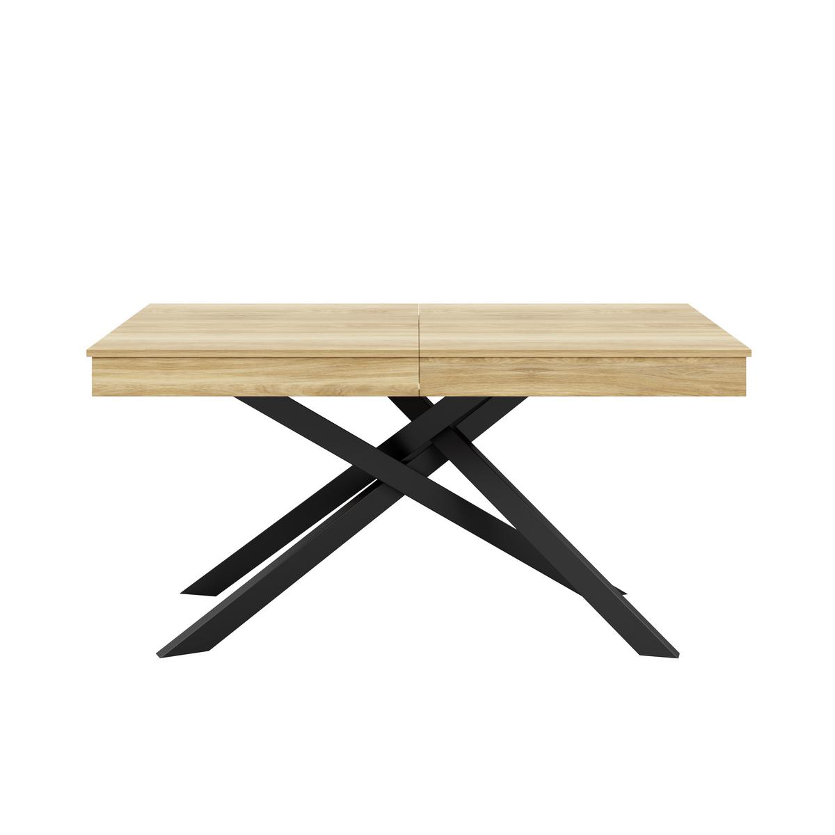 ESSTISCH Ausziehbar 140-180cm Eichenoptik MDF mit Metall Kreuzbeinen - Eichefarben, Holzwerkstoff (80/180/76cm) - Urban Meuble
