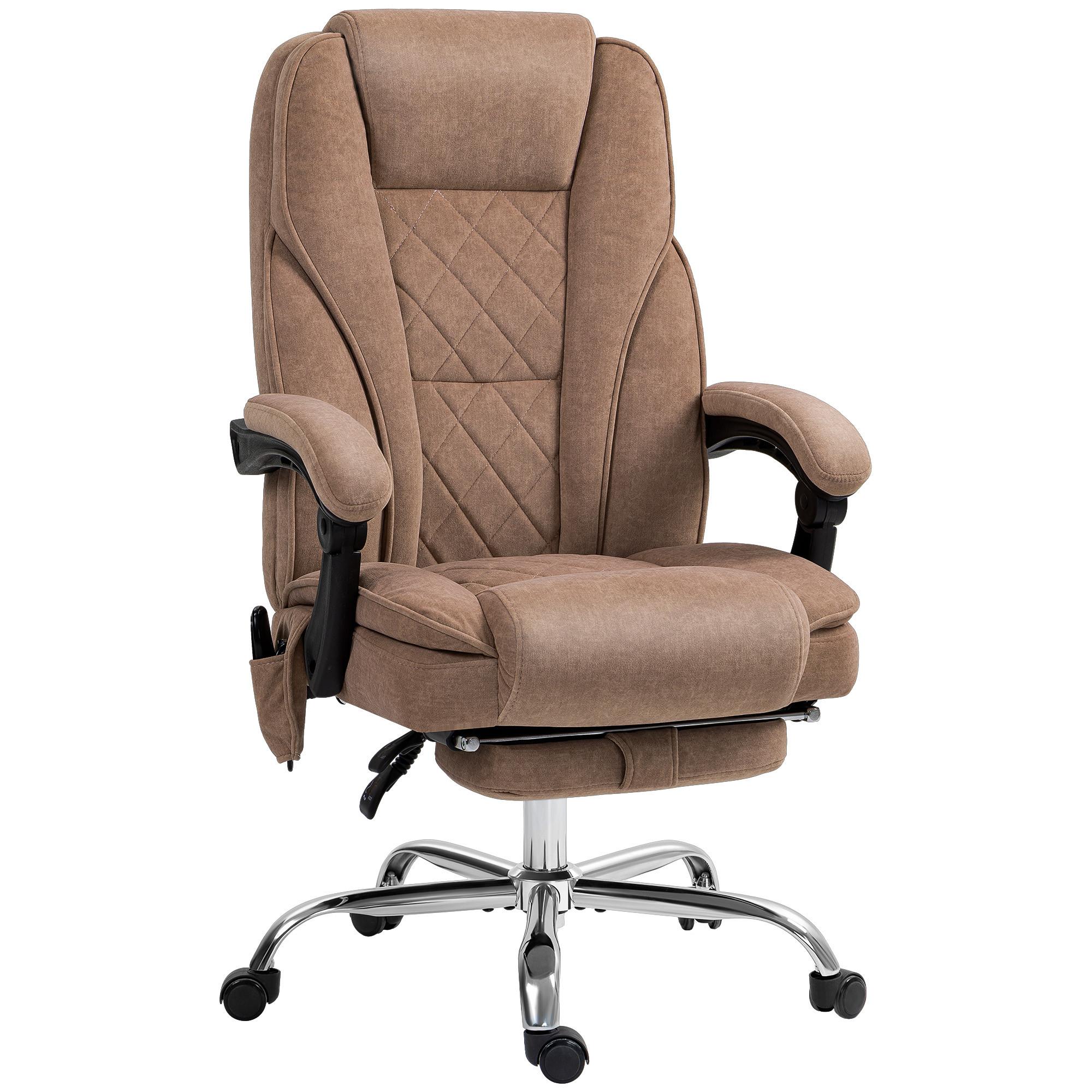 BÜROSTUHL-MIT-MASSAGEFUNKTION Samt-Polyester Braun - Silberfarben/Braun, Textil/Metall (67/119/72cm) - Vinsetto
