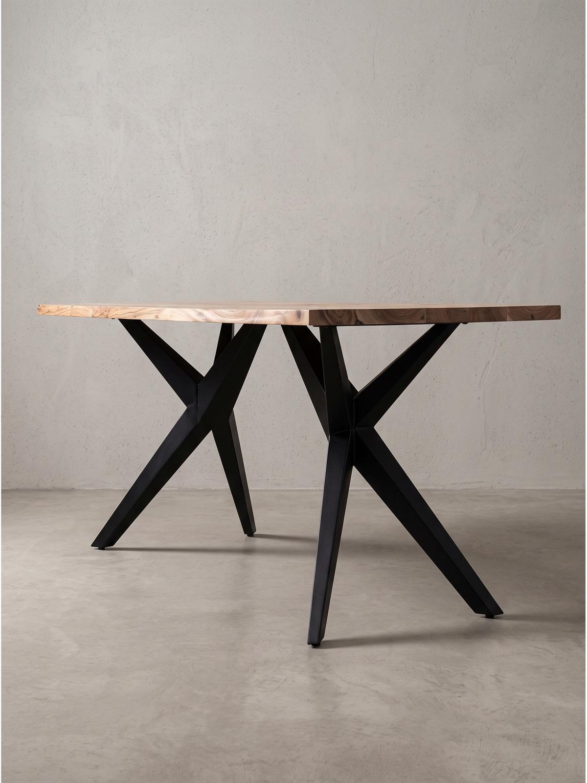 SCHREIBTISCH BLAVET, Akazie Massivholz, Akazie-Schwarz, 180 x 90 x 76 cm - Schwarz/Akaziefarben, Holz/Metall (90/180/76cm) - KADIMA DESIGN