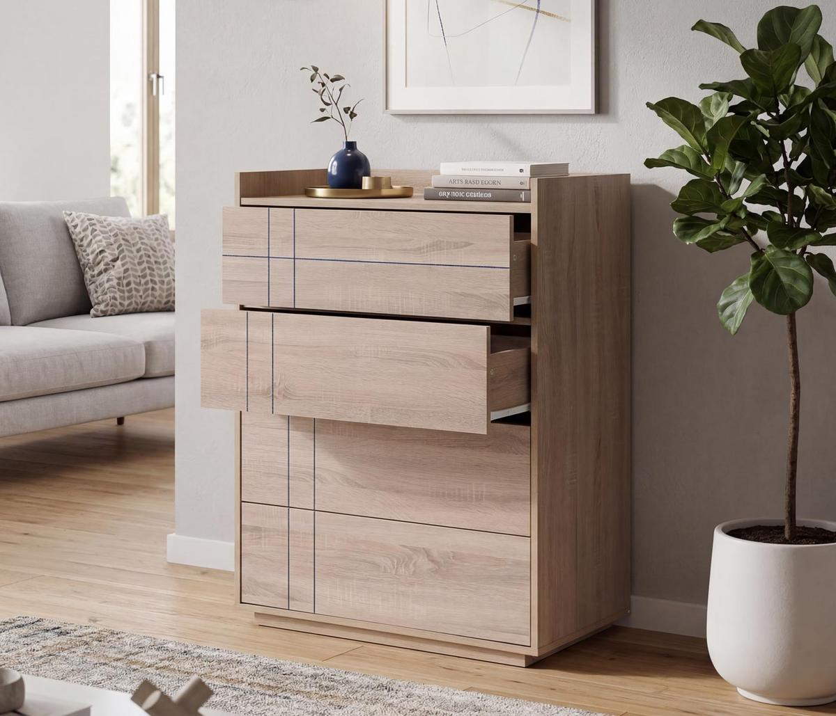 KOMMODE Beige - Beige, Holz (80/107/40cm) - MCW