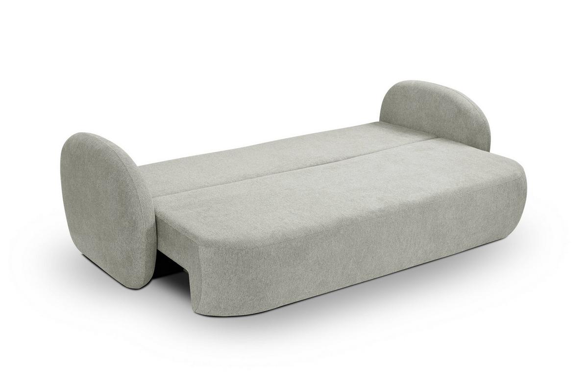 BETTSOFA AMICO Hellgrau Geflochtener Stoff mit Schlaffunktion - Hellgrau, Holz (238/86.5/101cm) - MASSENO