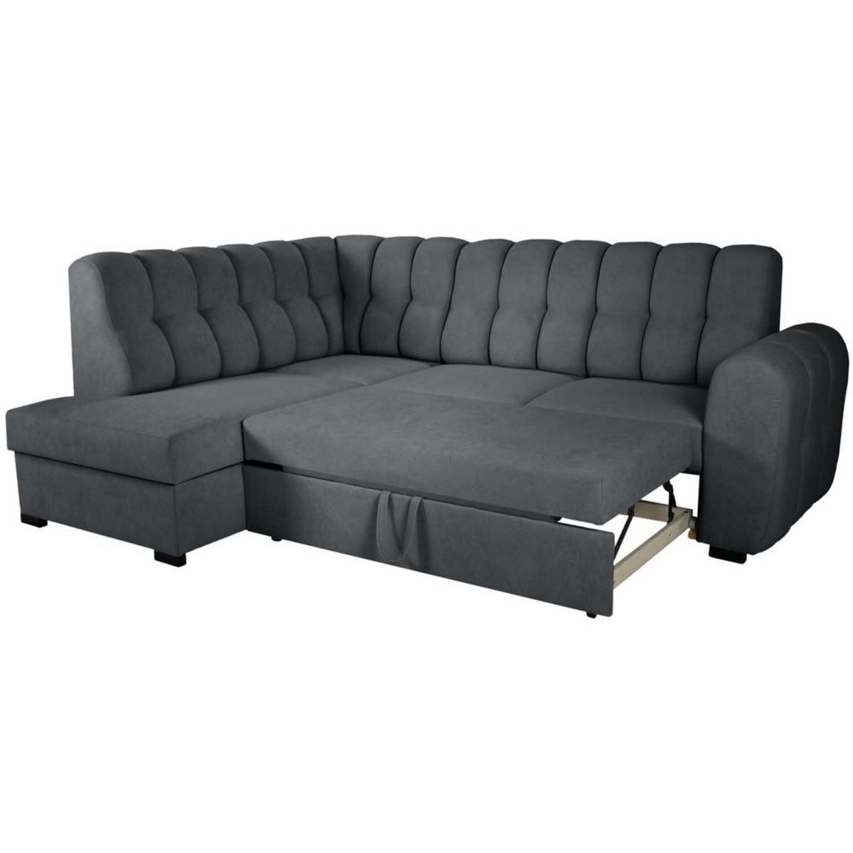 ECKSCHLAFSOFA Zoja links dunkelgrau - Dunkelgrau/Schwarz, Textil (261/193cm) - Beautysofa