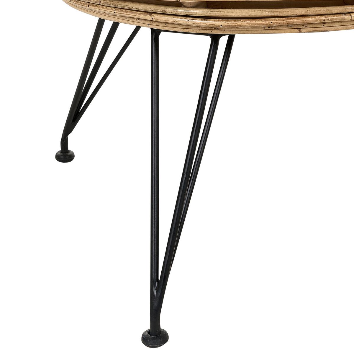 GARTENSOFA 2-Sitzer Rattan natürlich Auflage hellbeige Maratea - Beige/Schwarz, Naturmaterialien (165/87/64cm) - Beliani