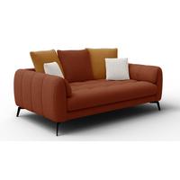 SOFA CALME 2,5-Sitzer, dunkelorange und écru - Dunkelorange/Schwarz, Holz/Textil (199/92/108cm) - Wozimo