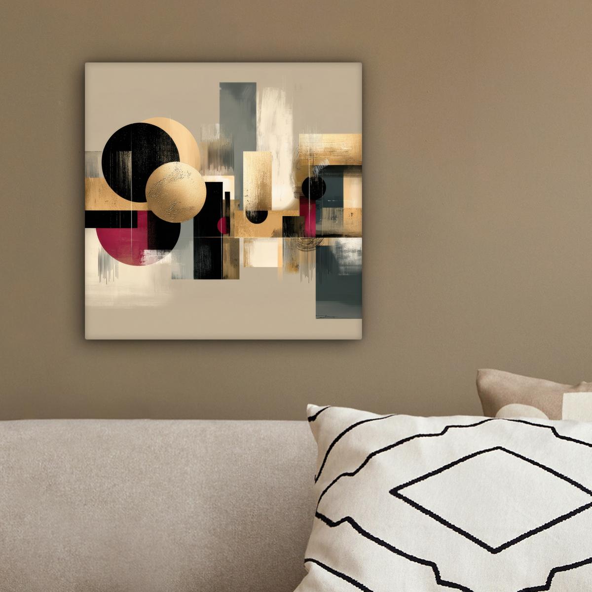 LEINWANDBILD Abstrakt - Formen - Beige - Texturen Deko Wohnzimmer 20x20 cm - Beige, Textil (20/20cm) - MuchoWow
