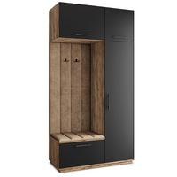 GARDEROBENSCHRANK REMA 120/240/60 cm Modern Garderobe-Set Eiche Lefkas - Eichefarben/Schwarz, Holzwerkstoff (120/240/60cm) - MASSENO