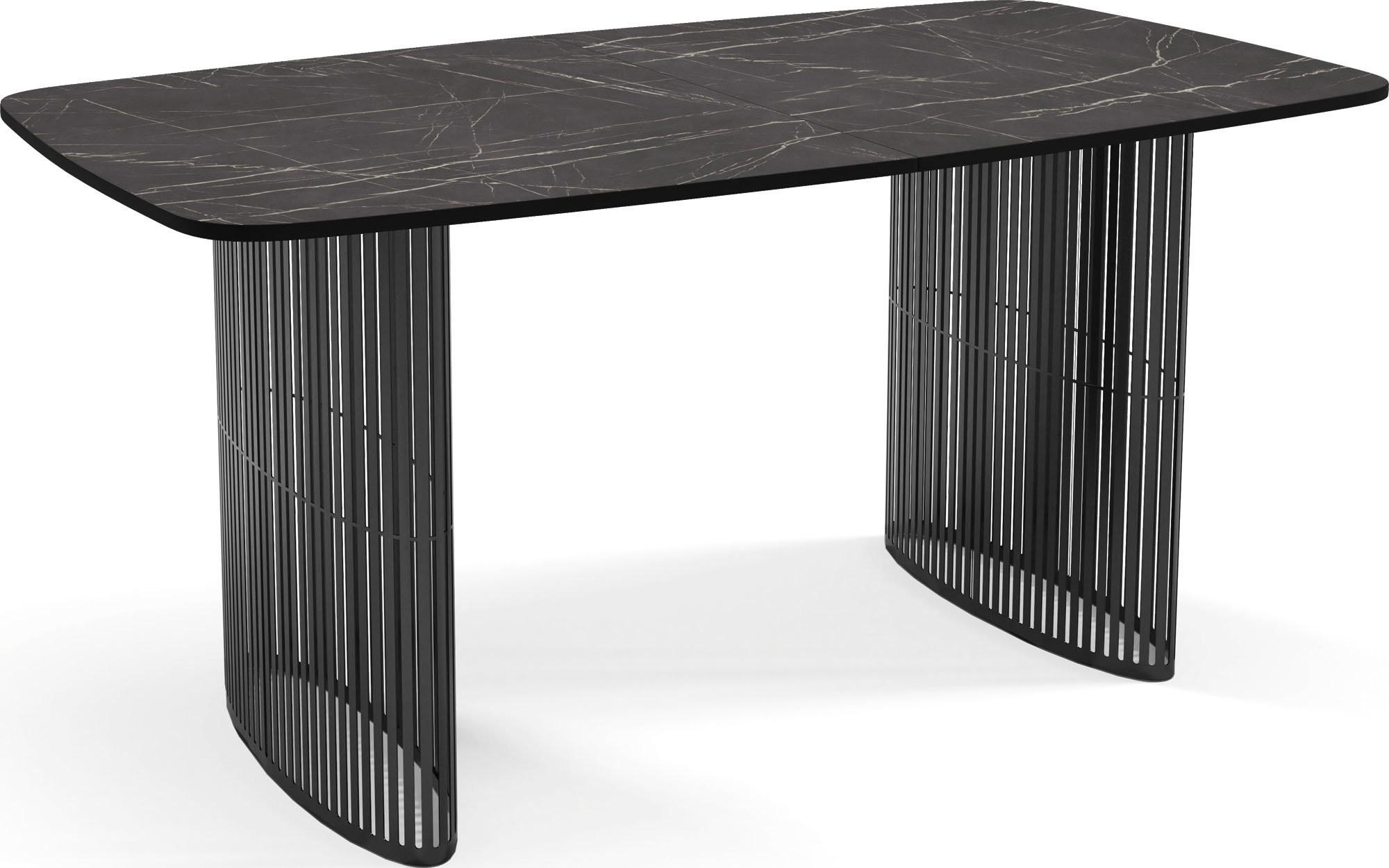 ESSTISCH Cavaro rechteckig oval ausziehbar, Marmor Schwarz 200-276/90/76 cm - Anthrazit/Schwarz, Holzwerkstoff/Metall (90/276/76cm) - WFL GROUP