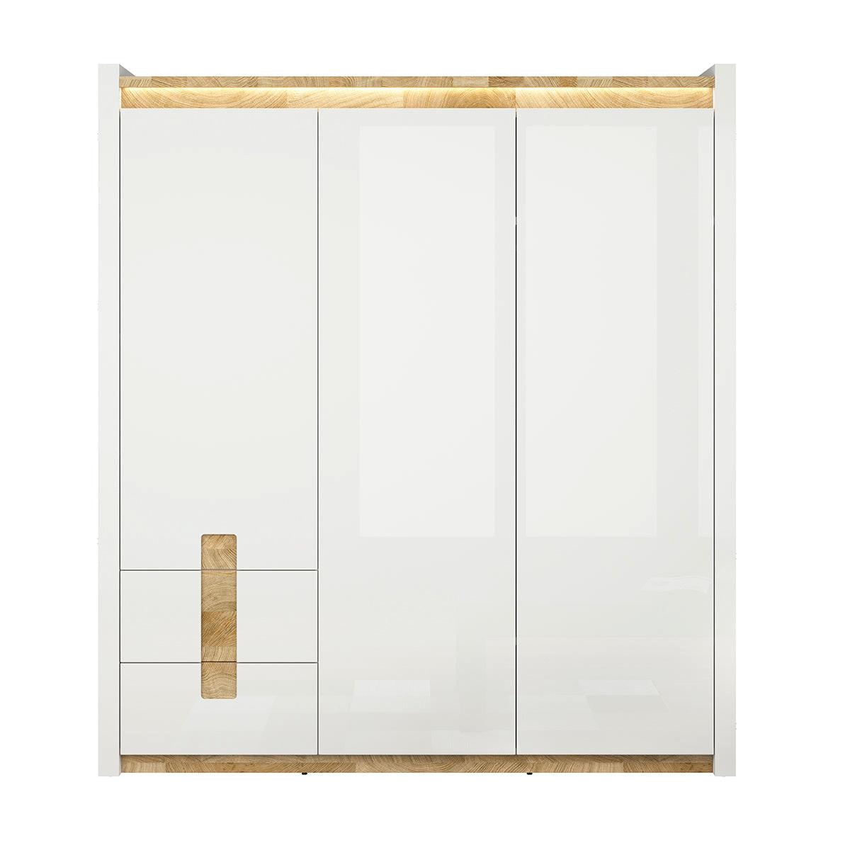 SCHRANK 3 Türen Helios Weiß und Holz - Weiß, Holzwerkstoff (180/202/60cm) - Petits-meubles