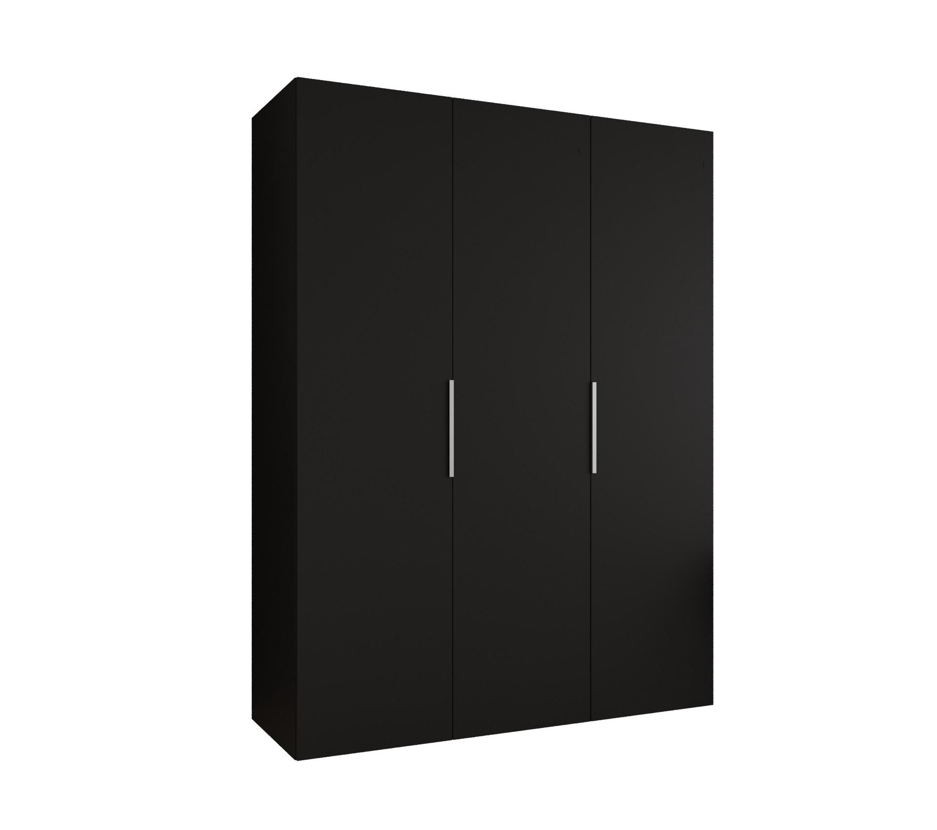 DREHTÜRENSCHRANK 202/150/52 3-türig - Kaschmir/Schwarz, Holz (150/202/52cm) - MÖBEL KRYSPOL