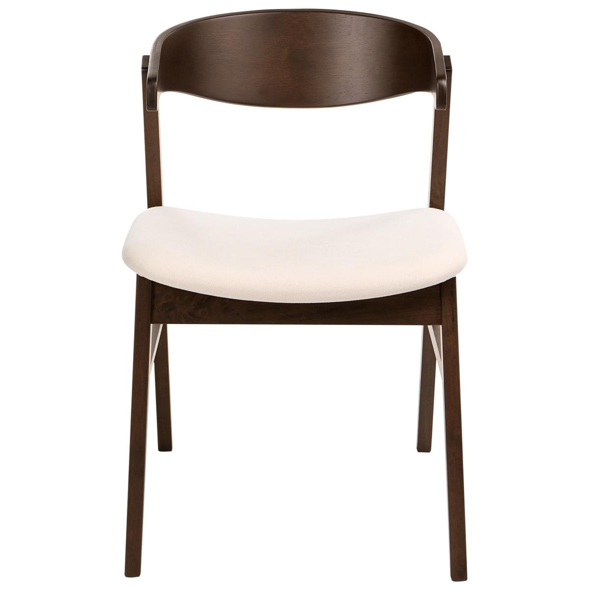 ESSZIMMERSTUHL 2er-Set Stoff Dunkelbraun/Cremeweiß Lilly - Dunkelbraun, Holz (49/73/59cm) - Beliani