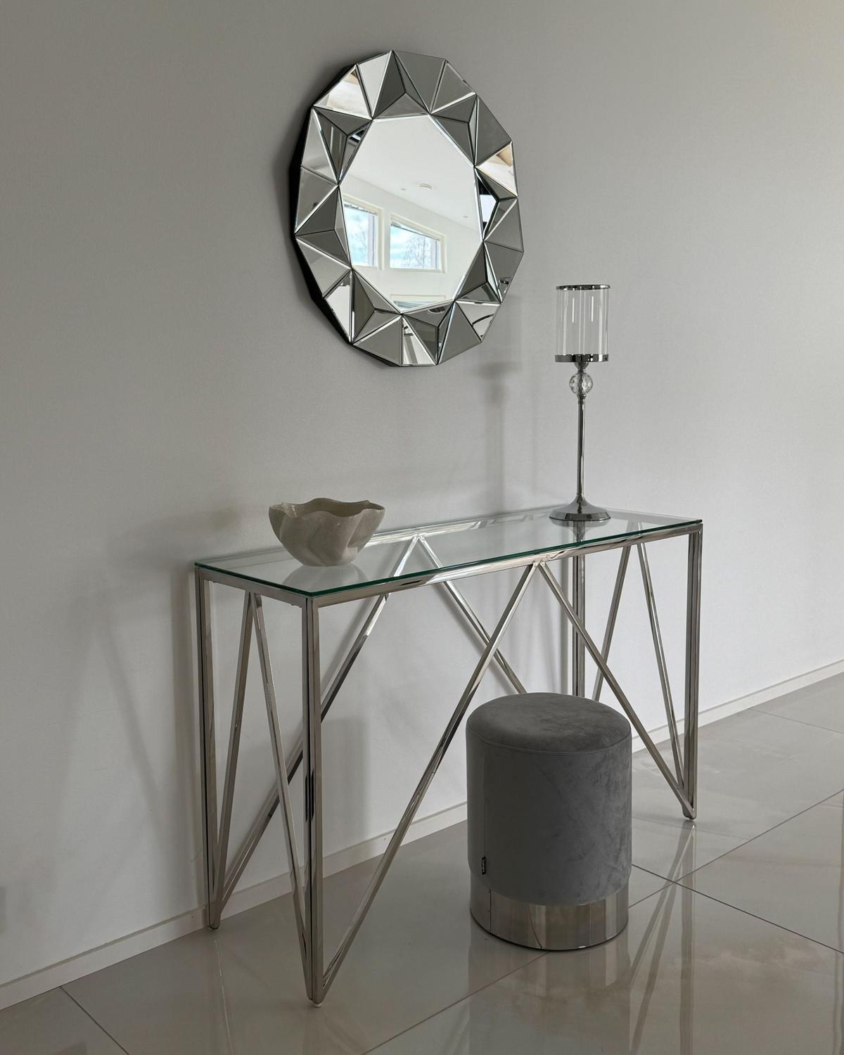 KONSOLENTISCH Glas transparent/silber Weso - Transparent/Silberfarben, Glas (40/120/78cm) - Beliani