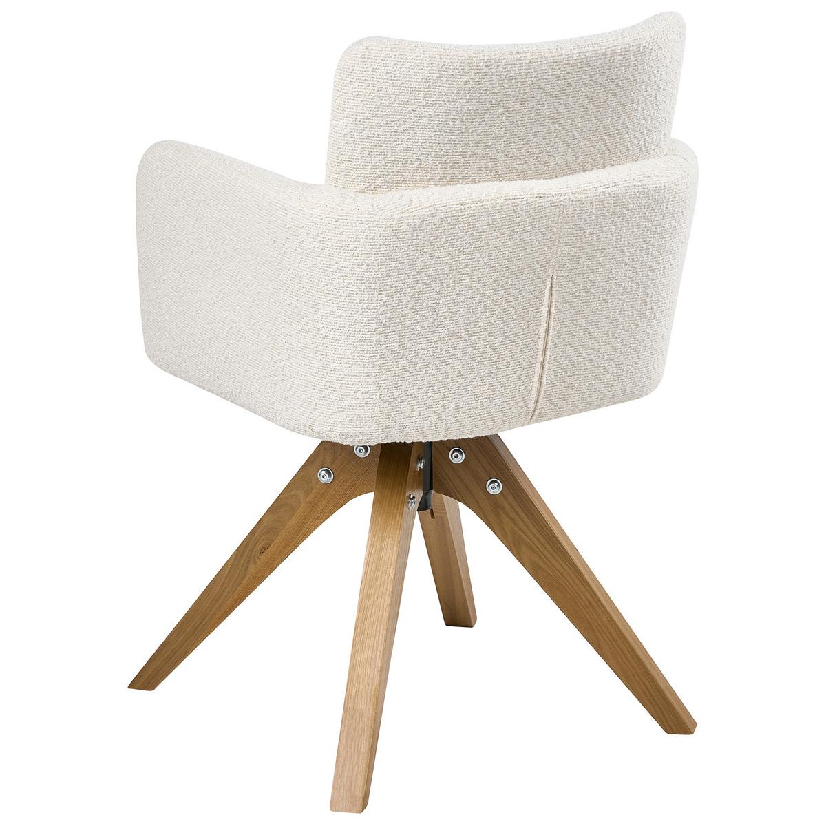 ESSZIMMERSTUHL 2er Set drehbar Bouclé Cremeweiß Evelyn - Creme, Holz/Textil (64/80/64cm) - Beliani