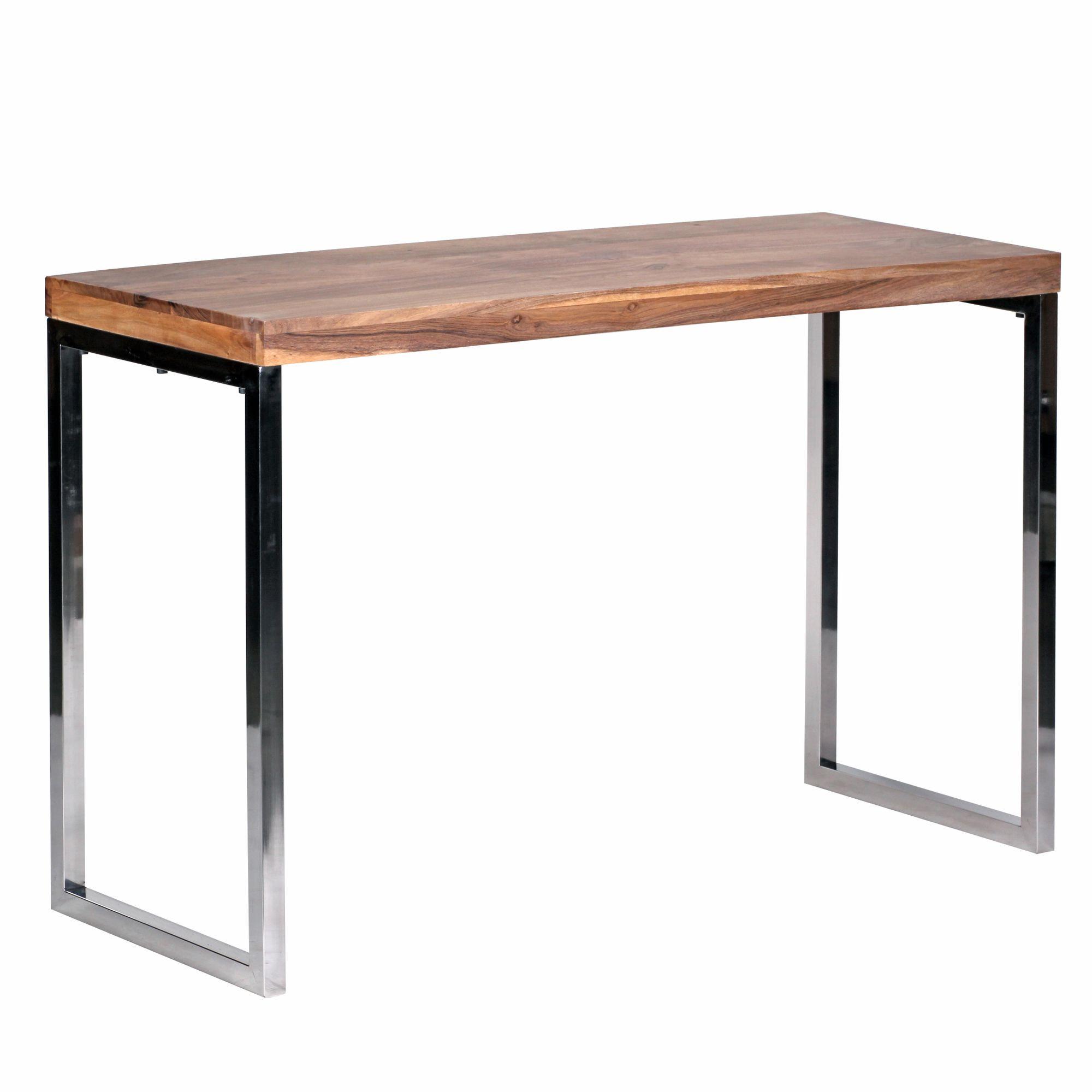 KONSOLENTISCH Massivholz Chromgestell Handgefertigt ISEN, Beige 120x45x77 cm - Beige/Silberfarben, Holz/Metall (45/120/77cm) - KADIMA DESIGN