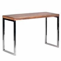 KONSOLENTISCH Massivholz Chromgestell Handgefertigt ISEN, Beige 120x45x77 cm - Beige/Silberfarben, Holz/Metall (45/120/77cm) - KADIMA DESIGN