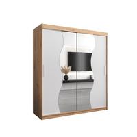 SCHWEBETÜRENSCHRANK 200/180/62 2-türig - Silberfarben/Weiß, Holz/Kunststoff (180/200/62cm) - MÖBEL KRYSPOL