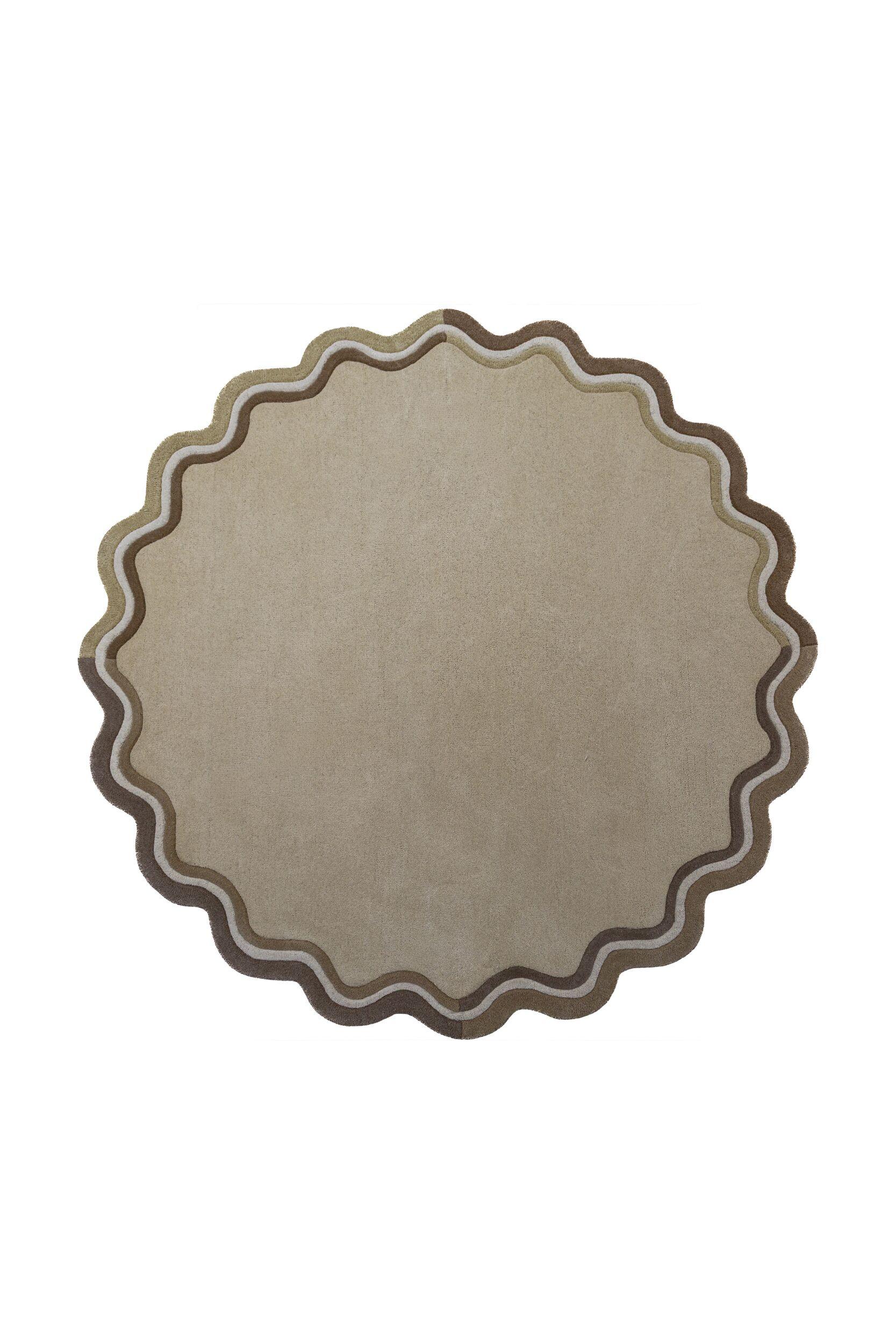TEPPICH aus Wolle WINCH in Natur, mit Bordüre, Ø 180 cm - Beige, Textil (180/180cm) - KADIMA DESIGN