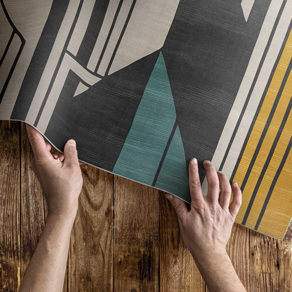 TEPPICH 60x90 cm Geometrisch Abstraktes Lineares Vintage Muster - Multicolor, Kunststoff (60/90cm) - Wallfluent
