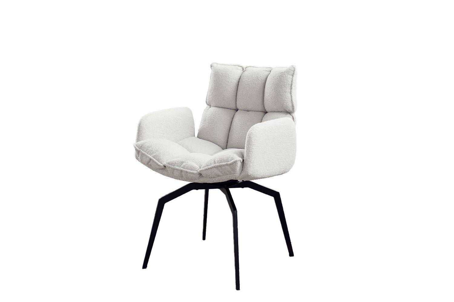 ESSZIMMERSTUHL BARO Weiß Webstoff Drehbar (360°) (1er-Set) - Weiß, Kunststoff/Textil (59/86/65cm) - KAWOLA