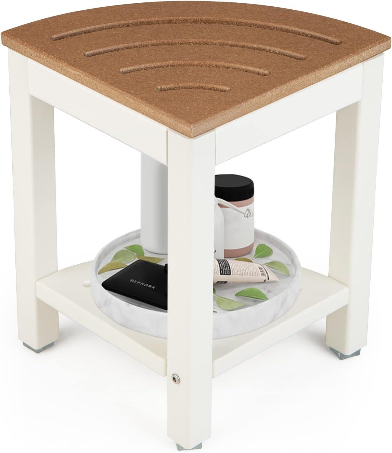 DUSCHBANK Bad Braun - Braun, Kunststoff (33/44/33cm) - COSTWAY
