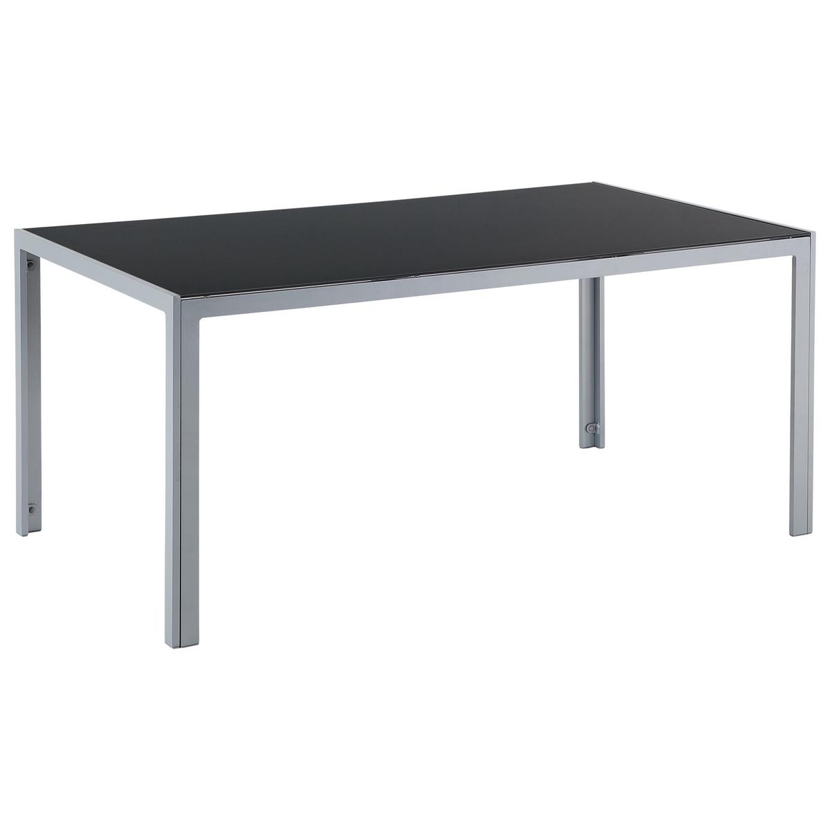 GARTENMÖBEL SET 6-Sitzer Aluminium schwarz Catania - Silberfarben/Schwarz, Metall - Beliani