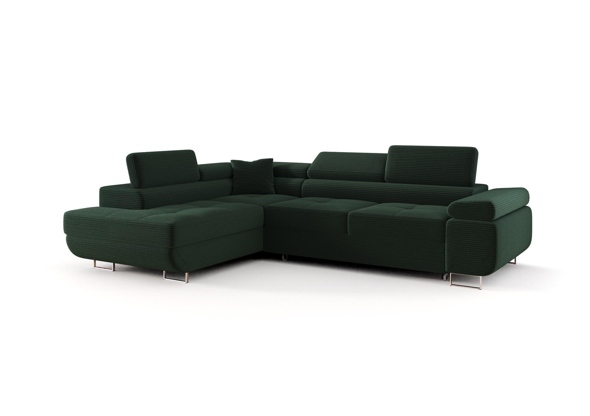 ECKSOFA Monaro Mit Schlaffunktion - Grün, Holzwerkstoff/Textil (202/275cm) - Fun Möbel