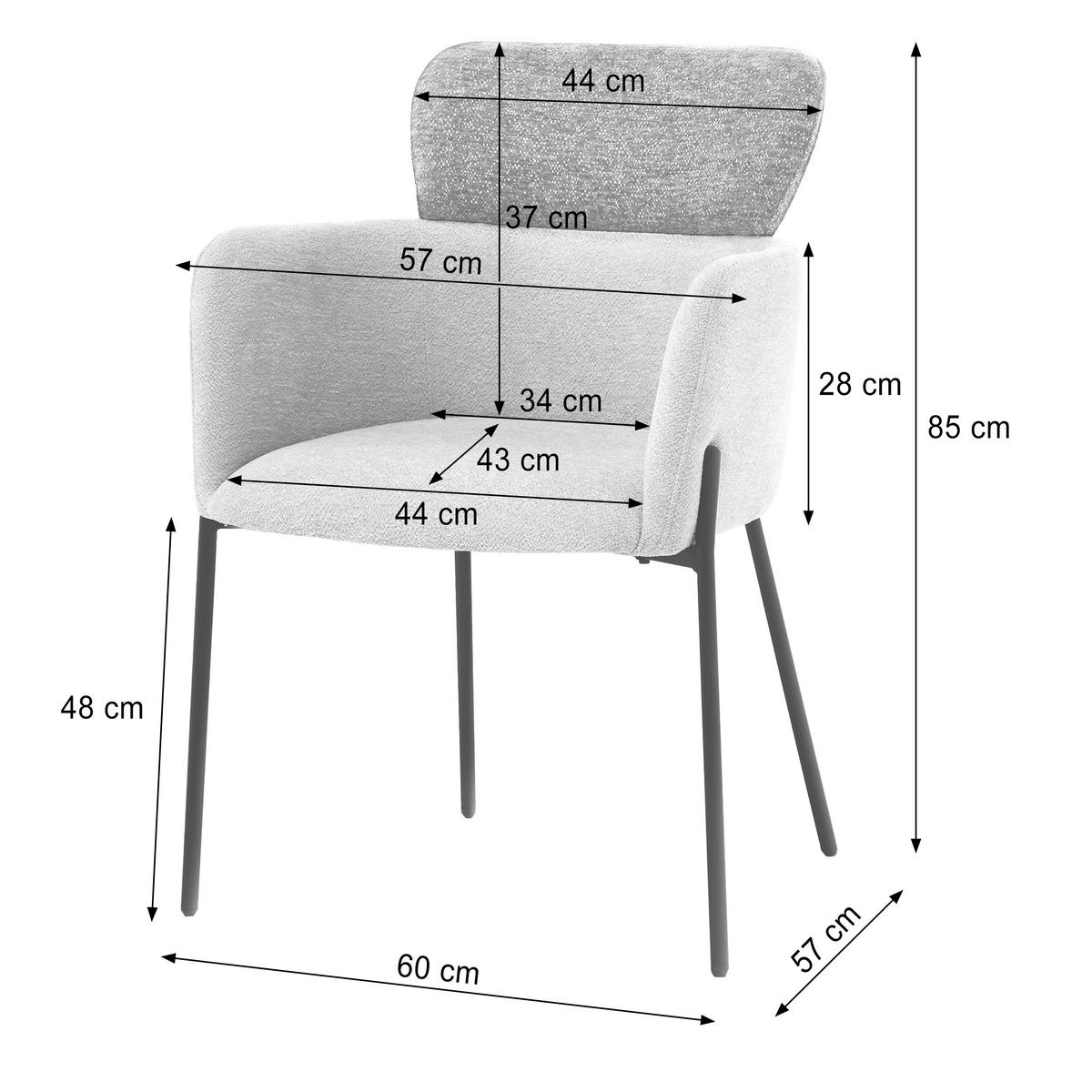ARMLEHNENSTUHL Osmo mit Metallbeinen, Bouclé-Stoff, Dunkelbeige+Grau - Beige/Schwarz, Textil/Metall (60/85/57cm) - Beautysofa