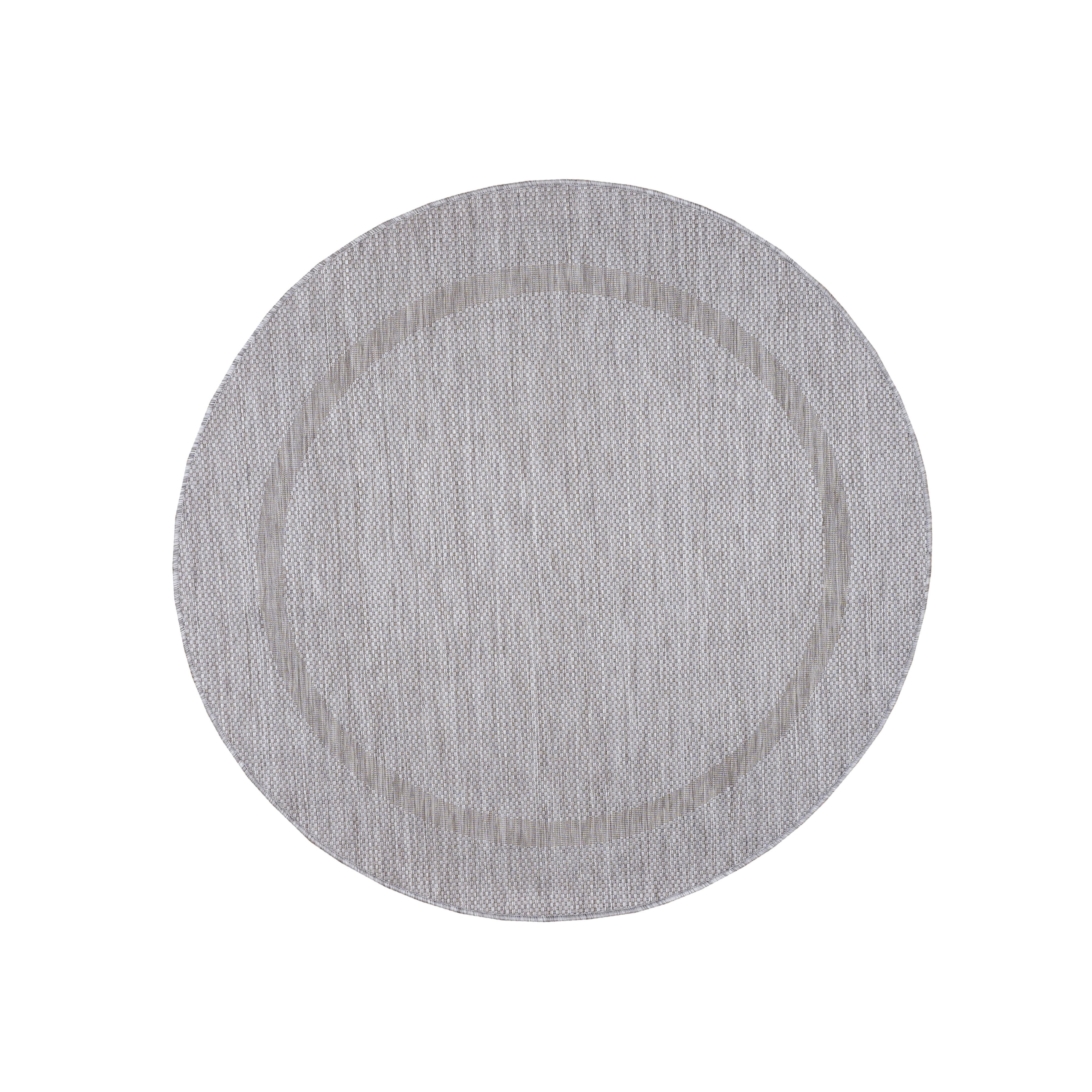 TEPPICH Outdoor ALSTER in Silber, einfarbig, Ø 160 cm - Silberfarben, Textil (160/160cm) - KADIMA DESIGN