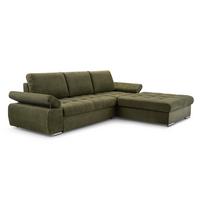 ECKSOFA SANDRO Grün Geflochtener Stoff mit Schlaffunktion - Grün, Holz (277/201cm) - MASSENO