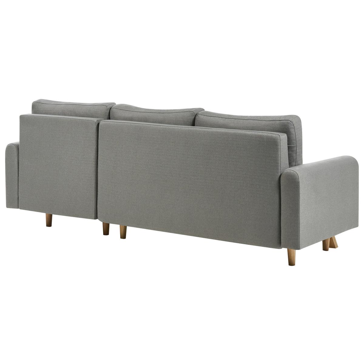 3-SITZER-ECKSOFA grau rechtsseitig mit Schlaffunktion Stauraum Siro - Hellbraun/Grau, Textil (240/142cm) - Beliani