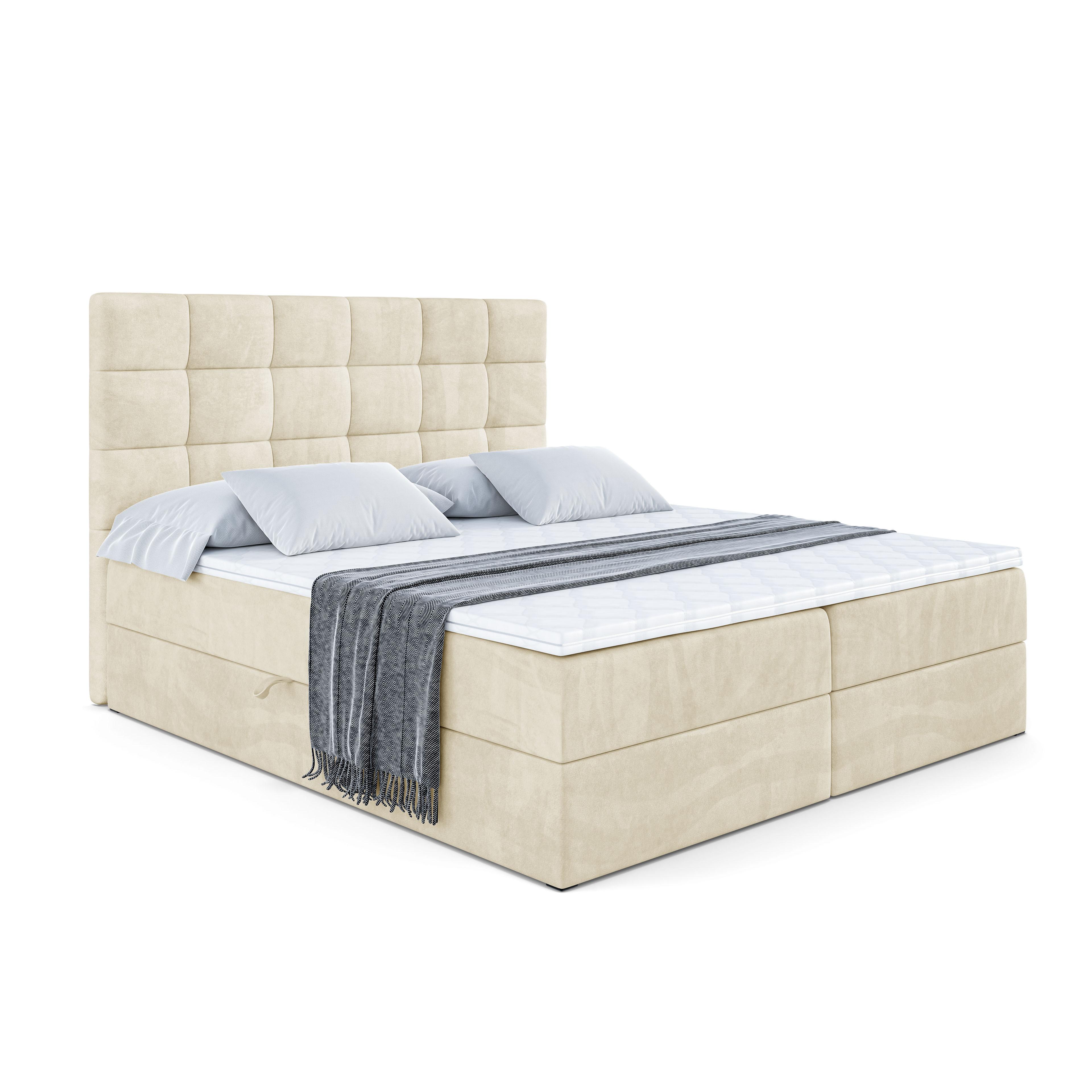 BOXBETT mit H3-Matratze und Lattenrost - BRUGO - 180x200 Beige - Beige, Holzwerkstoff (180/200cm) - ALTDECOR