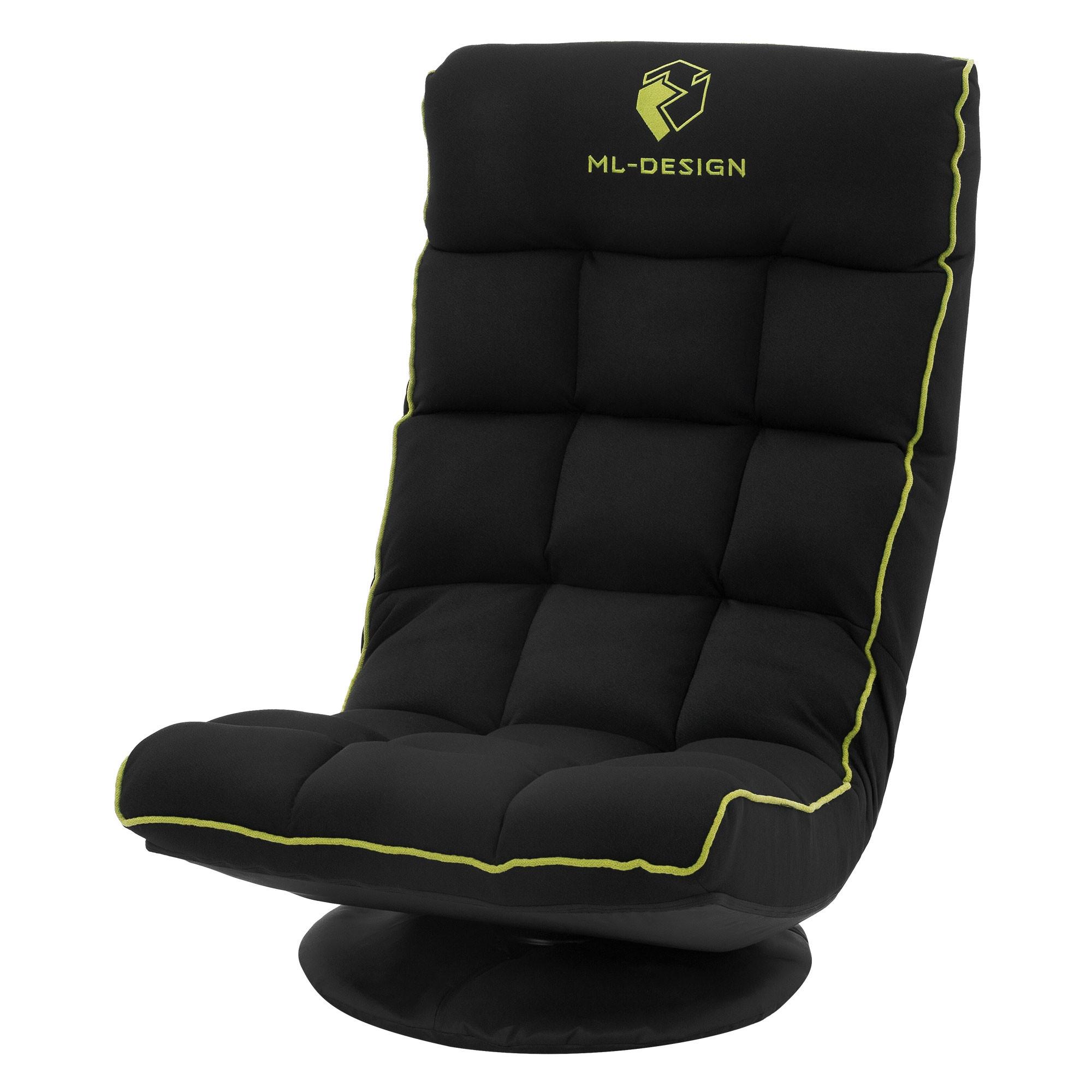 GAMING BODENSTUHL Schwarz-Grün Stoffbezug 360° drehbar & verstellbar - Schwarz/Grün, Textil (56/85/92cm) - ML-DESIGN