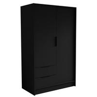 DREHTÜRENSCHRANK CAVA 102/200/51 cm Modern Kleiderschrank 2-türig Schwarz - Schwarz, Holzwerkstoff (102/200/51cm) - MASSENO